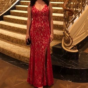 Lace V-neck Gown Dress
